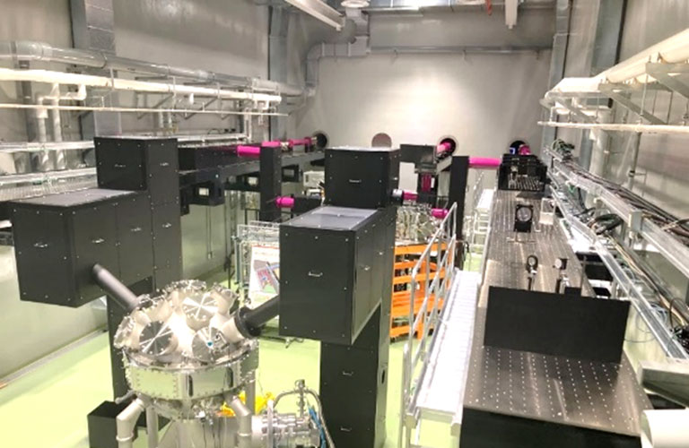 Hamamatsu Photonics laser fusion experiment facility and an experiment chamber owned by EX-Fusion