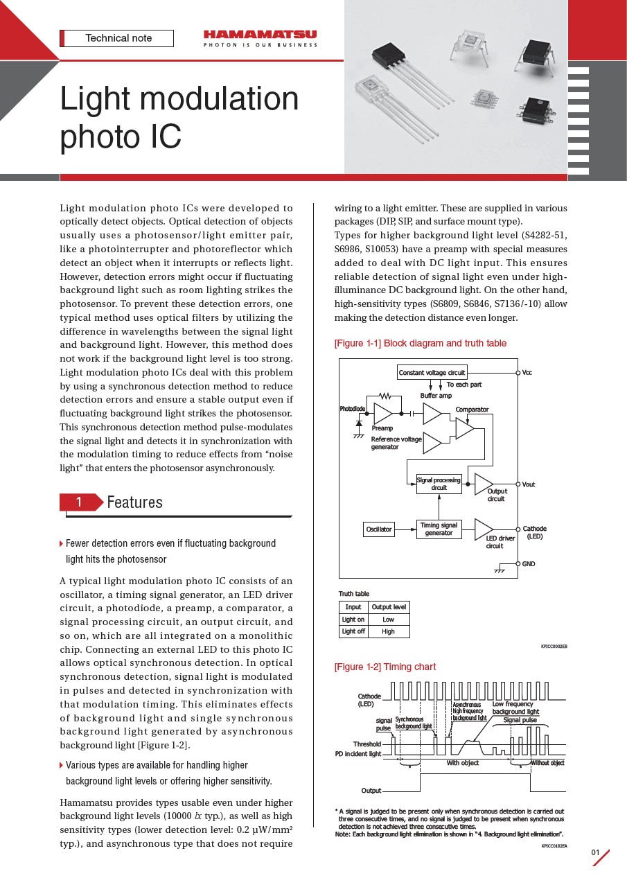 Technical information / Light modulation photo IC
